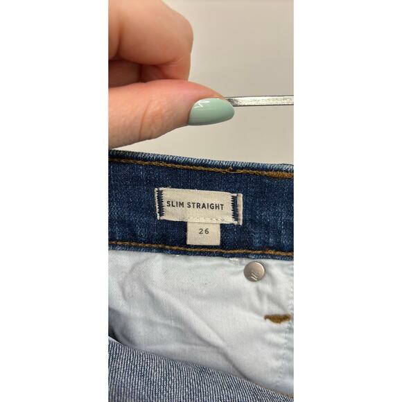 Madewell Jeans Womens 26 Blue Slim Straight Distressed Button-Front High Rise - Picture 4 of 6